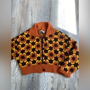 Zara Orange and Yellow Floral Sweater